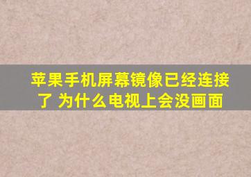 苹果手机屏幕镜像已经连接了 为什么电视上会没画面